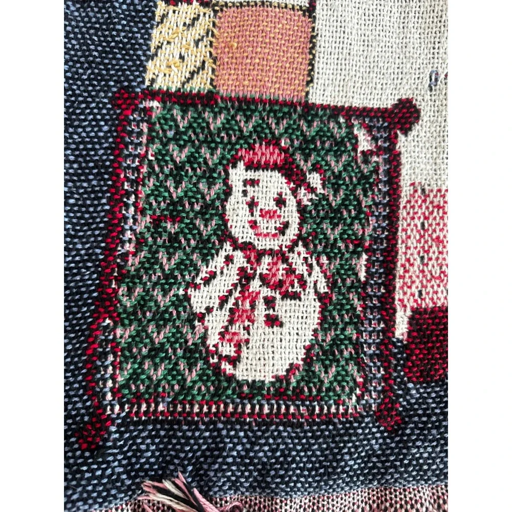 Manual Woodworkers Weavers Christmas Teddy Bear Tapestry Throw Blanket 72x46 USA